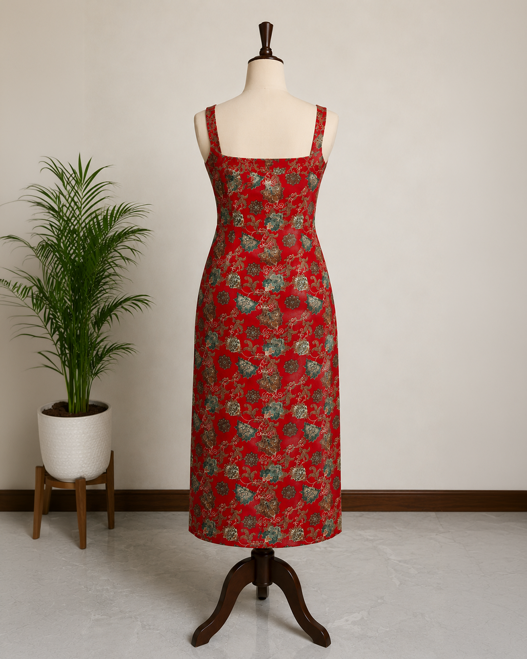 Royal Red Printed Straight Kurti